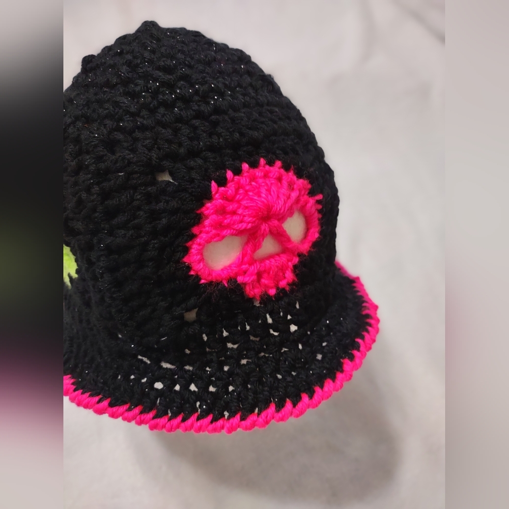 New! Hand made neon Skull bucket hat - Picture 5 of 6
